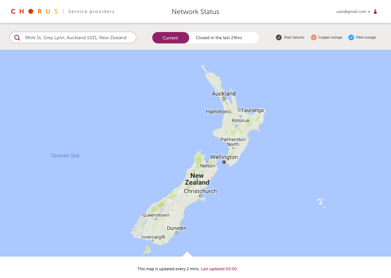 Network Status Chorus Service Providers